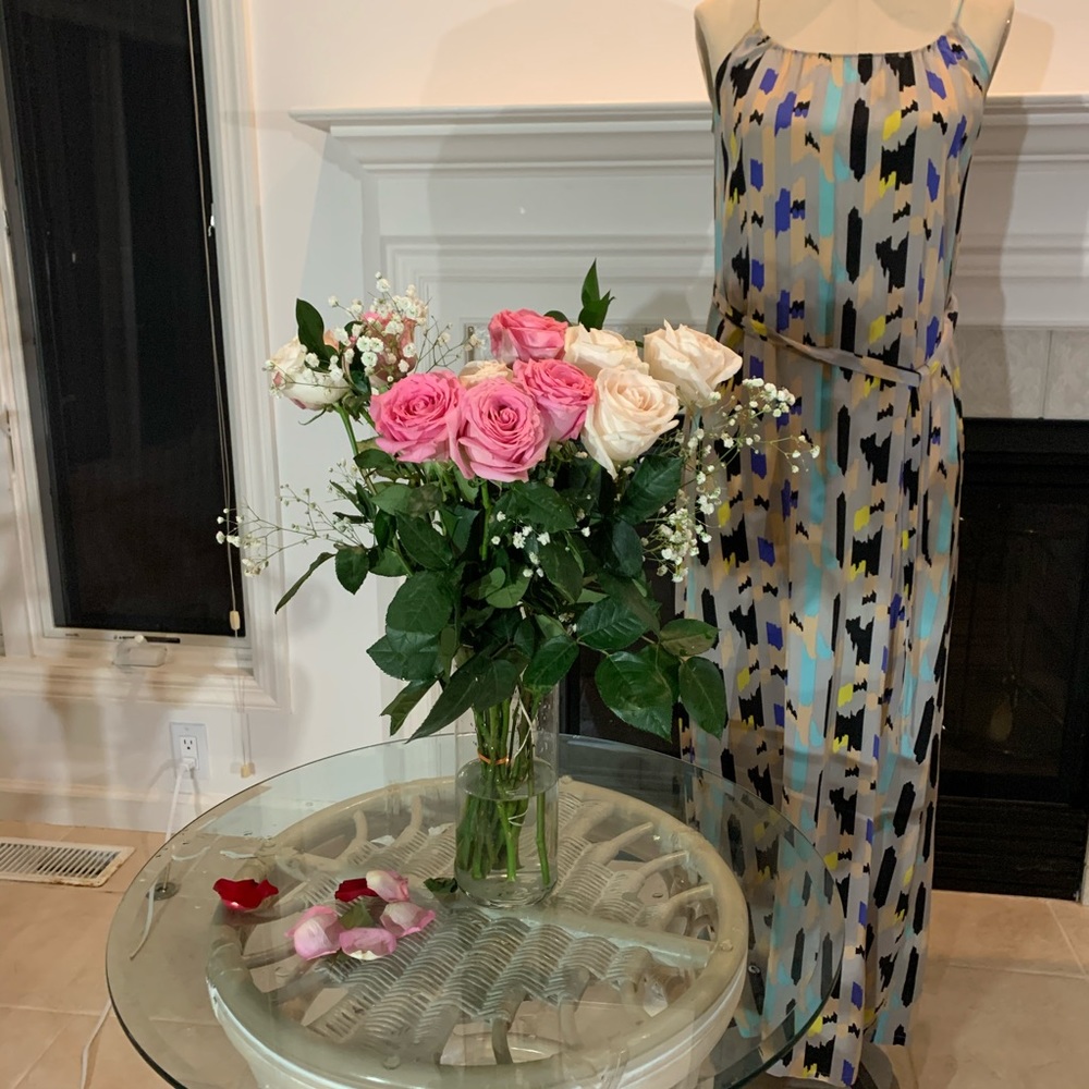 Tucker maxi dress 100% silk S